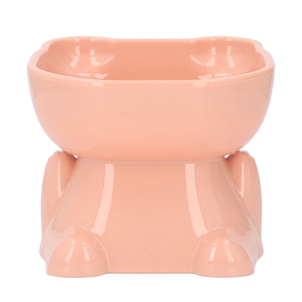 Raised Pet Bowl Prevent Tipping Cartoon Shape Plastic Elevated Cat Bowl for Water Food Pink