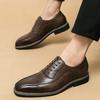 Designer New Britain Pointed Lace Up Brogues Oxford Shoes For Men Brand Fashion Wedding Dress Party Homecoming Formal  Footwear