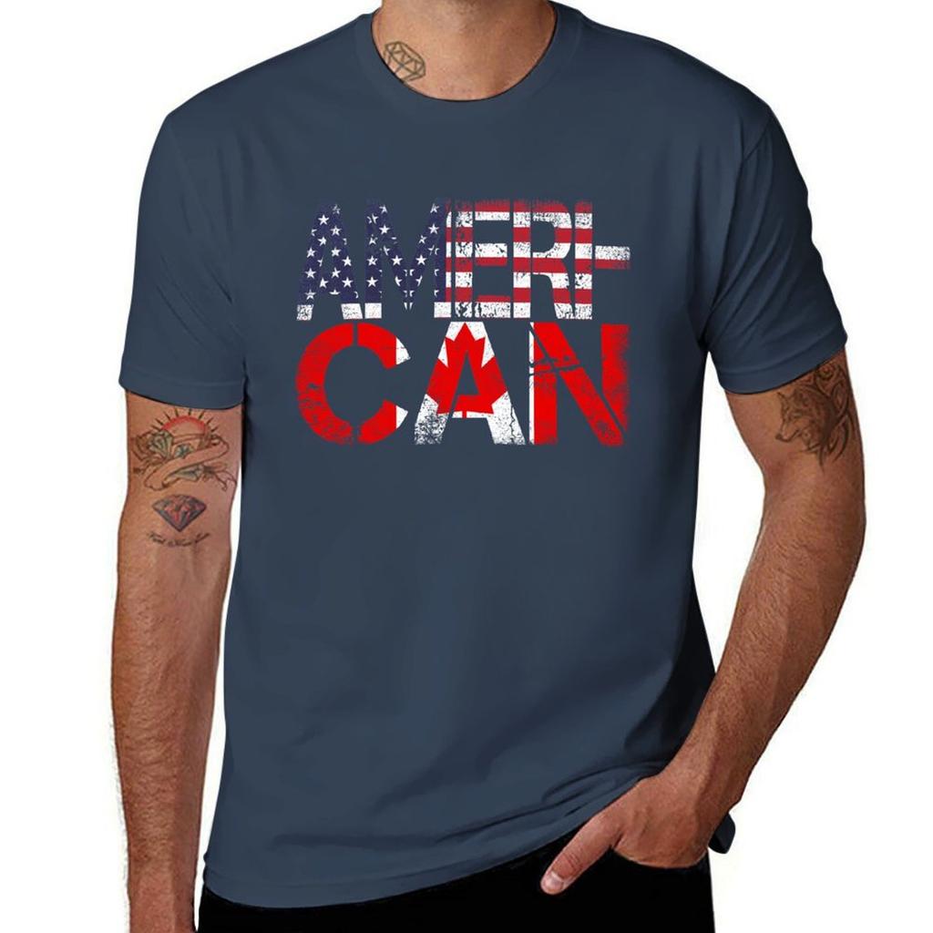 American Canadian Flag America Canada Patriotic Tshirt Labor Work Casual Tshirt