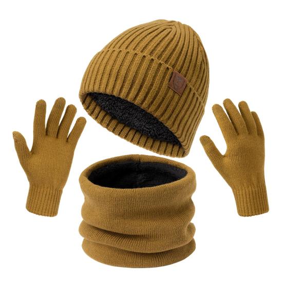 

Yousheng Вязаная шапка перчатки зимняя шапка бини шарф перчатки с сенсорным экраном набор для мужчин женщин вязаная флисовая подкладка шапка бини грелка для шеи для улицы