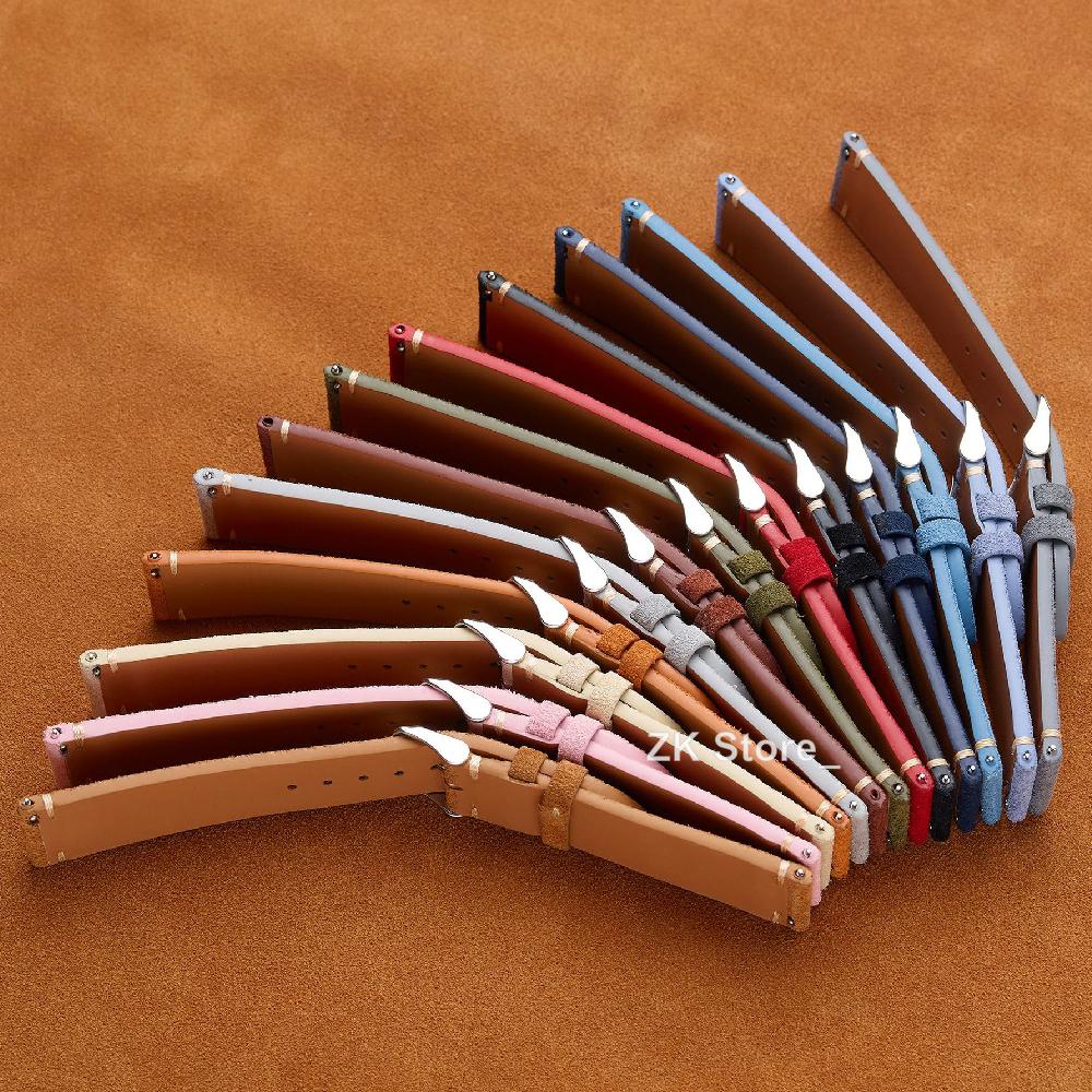 Vintage Wildleder Echtleder Uhrenarmbänder 14mm 16mm 18mm 20mm 22mm Armband Gürtel Schnellverschluss Uhrenarmband für Männer Frauen Armband