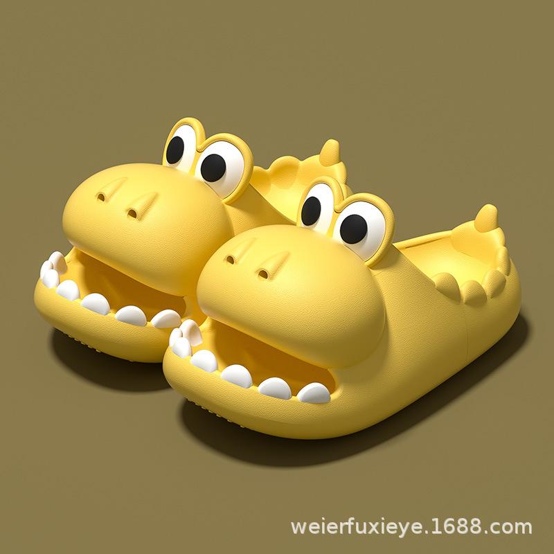 Милые динозавры домашние нескользящие толстоподошвенные детские шлепанцы для лета, для мальчиков и девочек EVA Открытые уличные сандалии 15Code【Inner Length14.5