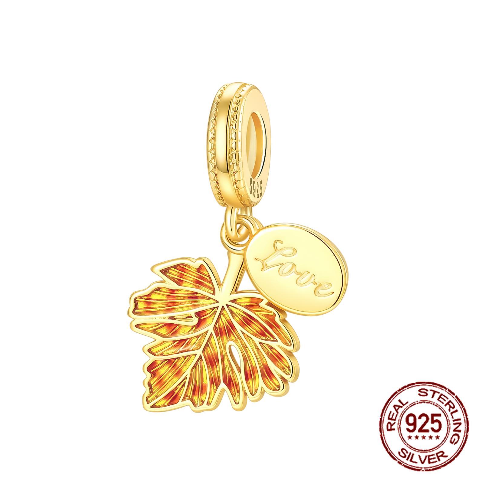 

Golden Maple Leaf Charm Copper Dangle Beads Pandent Fit 4Mm Hole Diameter Bracelet Diy Bead Ms Jewelry Gift
