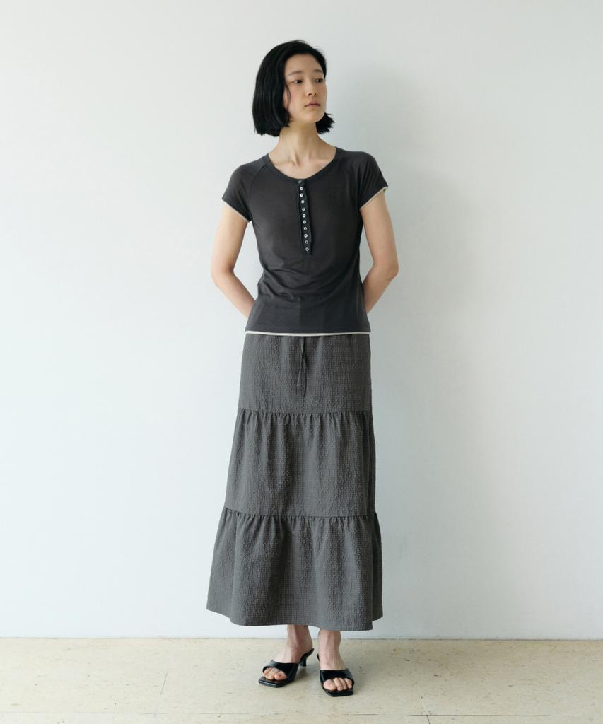Loutaideu Button-Up Henley T-Shirt [Charcoal]