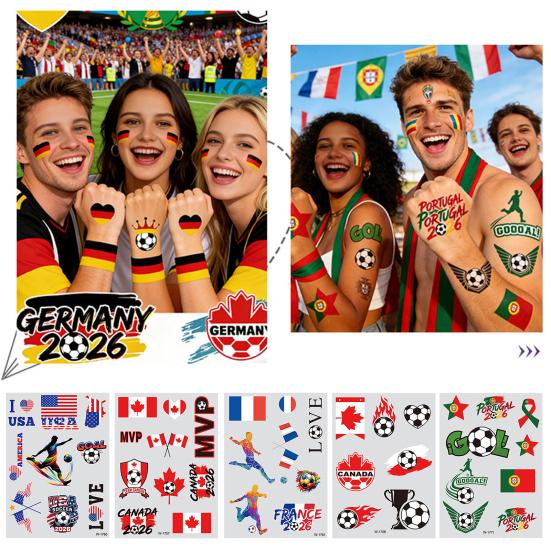Glow Soccer Tattoos, Waterproof Temporary Freckle Stickers, Football Fan Body Art for Game Day, Night Party Makeup