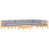 8 Piece Garden Lounge Set with Grey Cushions Solid Pine Wood