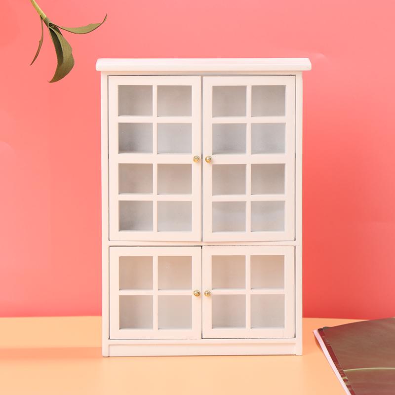 1:12 Dollhouse Miniature White Wood Cupboard Shelf Furniture Model