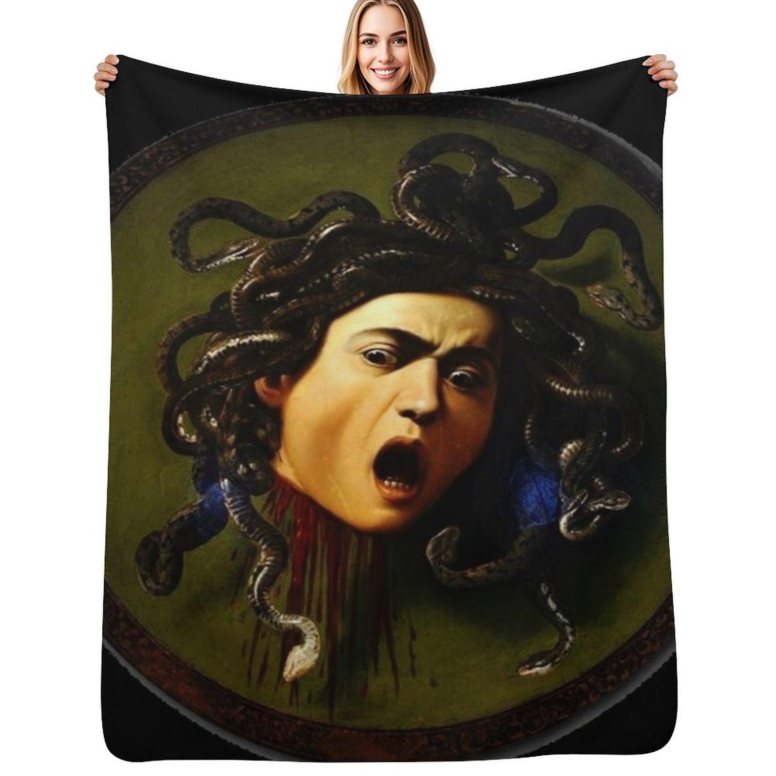 aHead of Medusaa by Caravaggio Medusa Adult Halloween Throw Blanket Ultra Soft Flannel Fleece Blanket for All Seasons Size: 75*100cm, Weight: 230 GSM