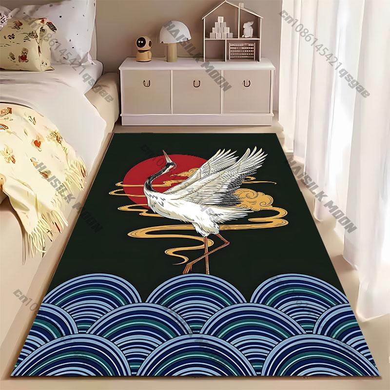 Graceful crane rising sun carpet Yoga living room room decor children's crawling mat doormat area rug games mat