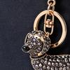 Keychain Pendant, Cartoon Dog Shape Key Holder with Lobster Clasp And Key Ring, Sparkling Rhinestones Inlaid Car Interior Key Chain