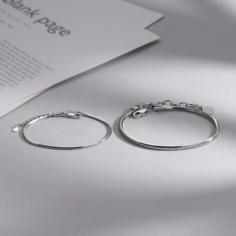 Classic Couple Bracelet for Men Women Valentine's Day Gift Fashion Snake Bone Bracelet Silver Color Stainless Steel Jewelry