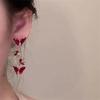 Elegant Red Zircon Butterfly Drop Earrings for Women Temperament Bow Earrings Fashion Girl Jewelry Accessories