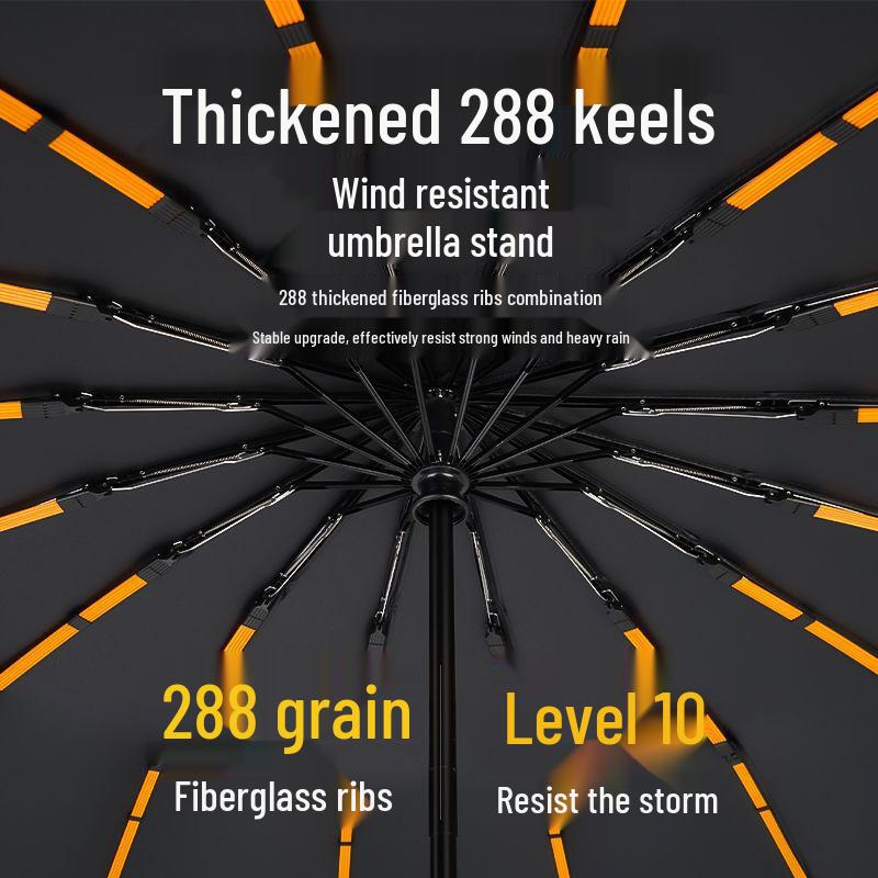 288 Ribs Automatic Sun/Rain Umbrella - Extra Large, Storm Resistant for Men & Women, Reinforced, Thickened Dual-Use Umbrella