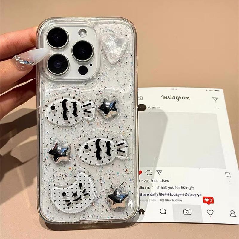 

Glue Cat Star Taiyaki for IPhone17promax for Apple 15 Phone Case 16 Silver Foil 13 Stand For iPhone 17Promax