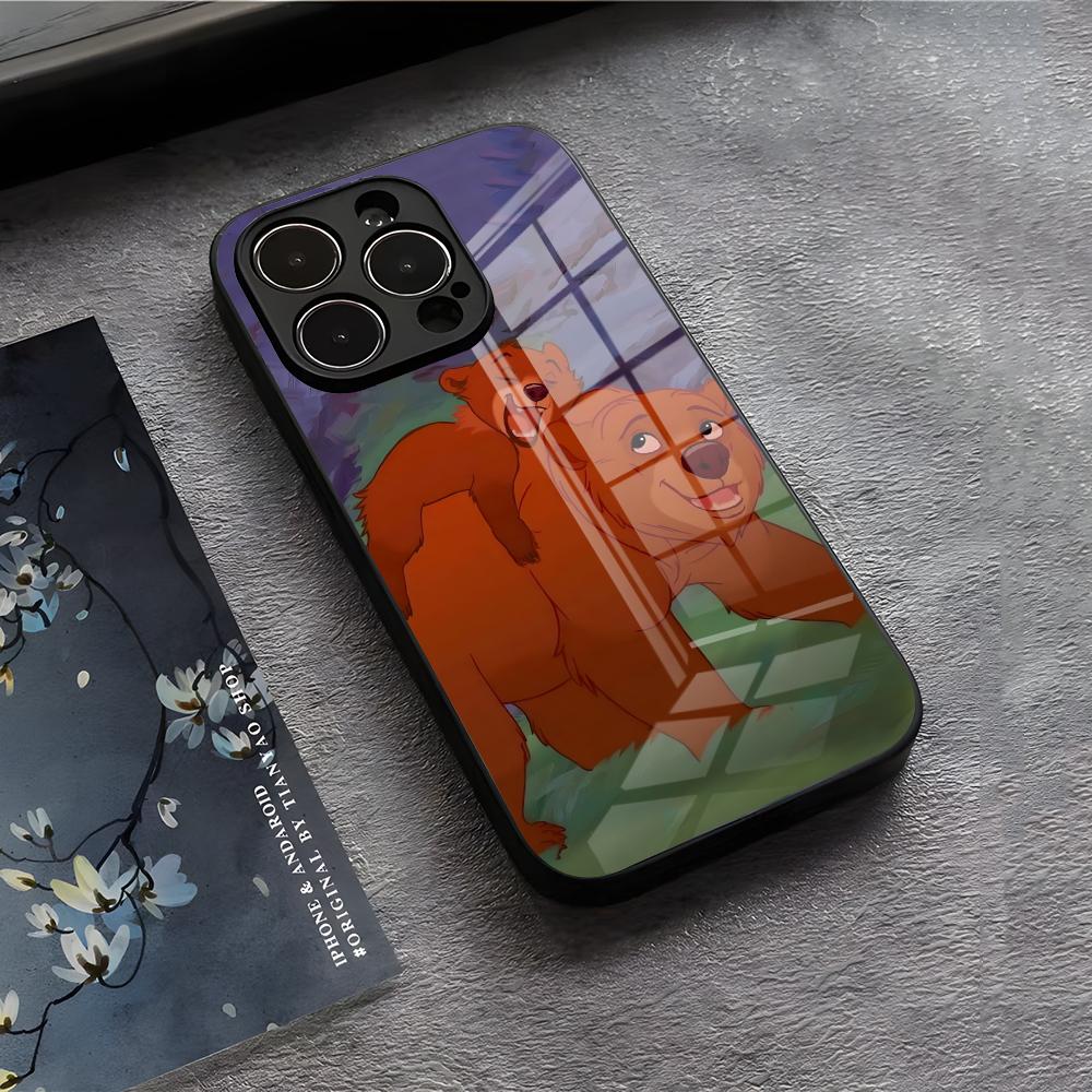 

D-Disney B-Brother Bear Phone Case For IPhone 17 Air 16 E Pro Max 15 14 13 Mini 12 Pro 11 Max Plus Black Glass Cover iPhone 16 Pro Max