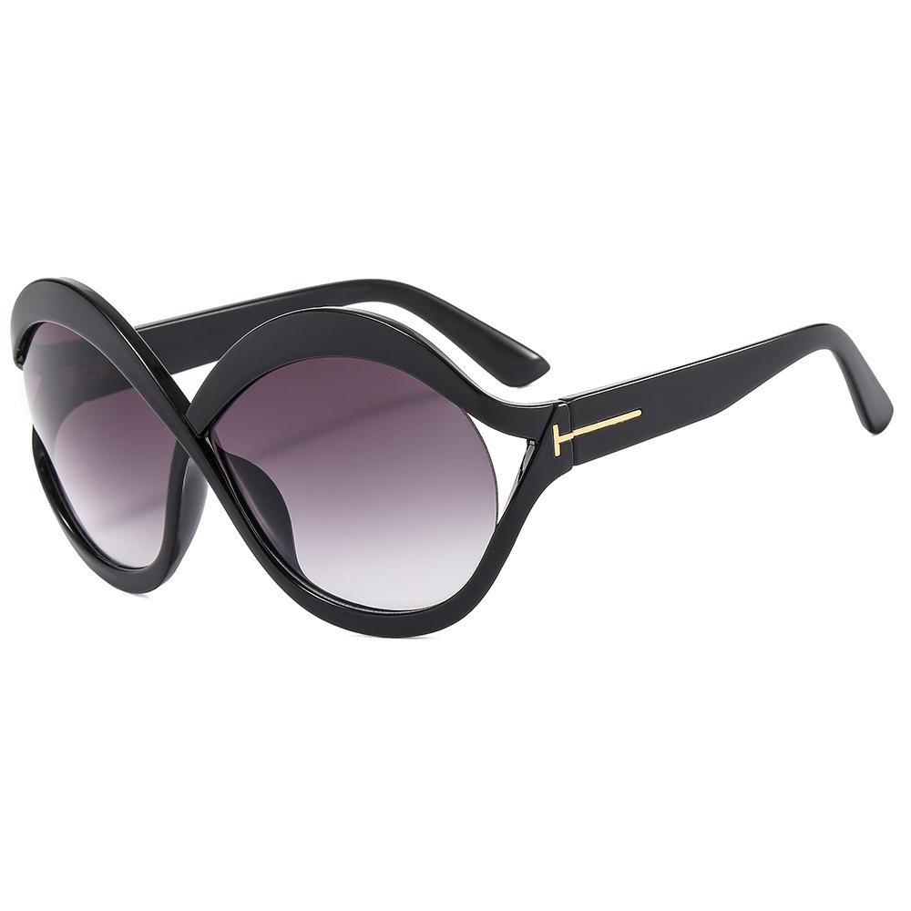 Oversized Sunglasses, European and American Style Sun Protection Sunglasses, Women's Round Cross-frame Cutout Glasses