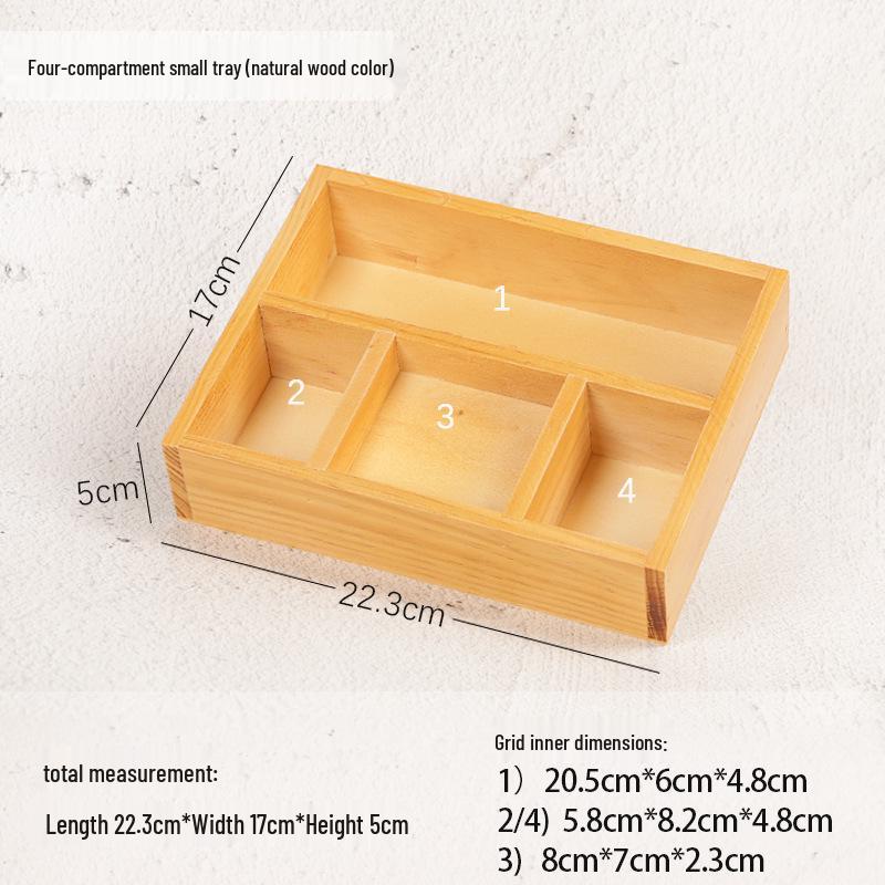 Retro Wooden Multi-Grid Desktop Storage Box and Display Tray