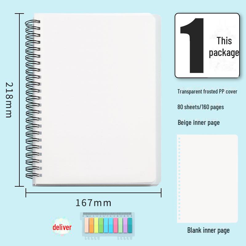 A5 Thickened PP Spiral Notebook - Business & Student Use with Creative Horizontal Lines