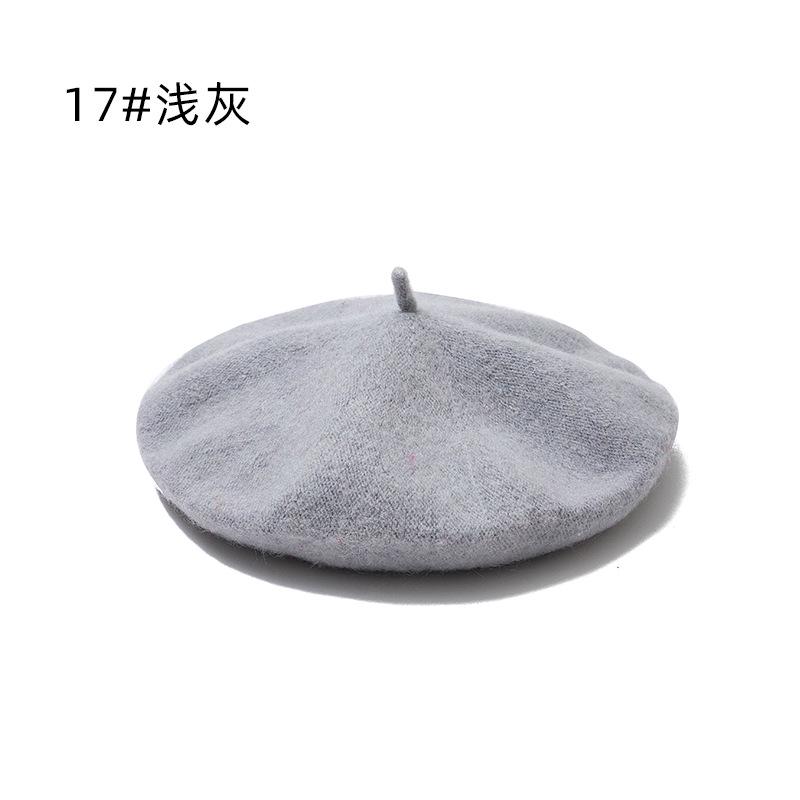Hat Female Winter Imitation Wool Beret British Autumn and Winter Versatile Knitted Painter Hat Pumpkin Hat
