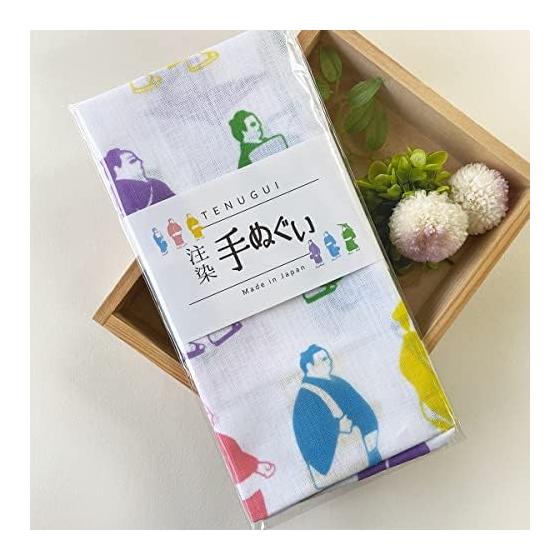 Flower Basket and Sumo Wrestler Tenugui Towel - YUKATA-TENUGUI - Cotton, Made in Japan, 90cm x 33cm