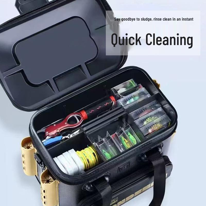 Seatable Multi-Purpose Fishing Bucket with Rod Holder, Lure Box, and Thickened EVA Live Fish Bag