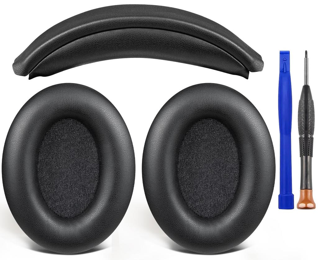 SOULWIT Ear Pad + Headband Set for Sony WH-1000XM3 (WH1000XM3) Over-Ear Headset Replacement Kit - Headphone Replacement Pads, Anti-Deterioration Cushi