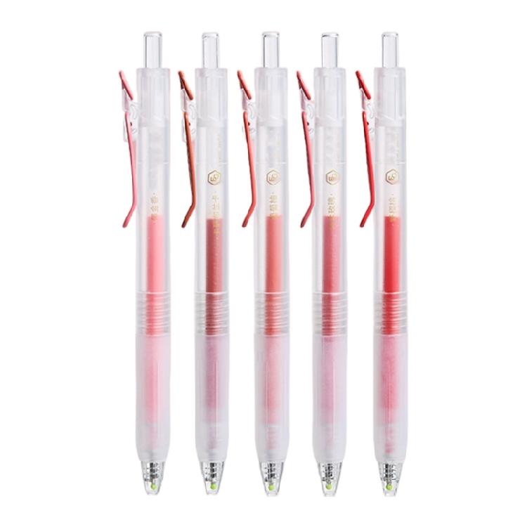 5Pcs Retractable Red Inks Pen for Educators Comfortable Grip 0.5mm Fine Point Red Gel Pen for Note Taking Journaling