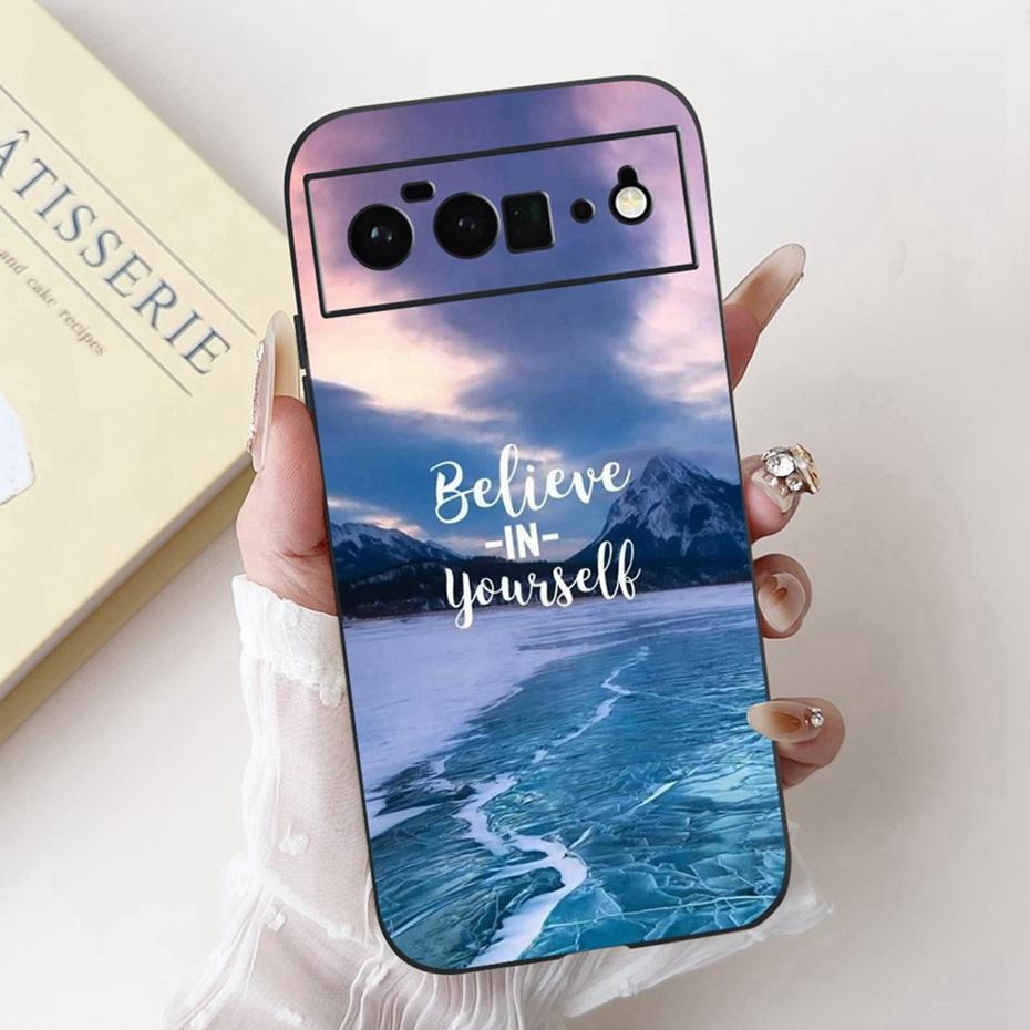 Beautiful Floral Painting Phone Case For Google Pixel 6 Pro 6a Black Silicone Soft Cover For Google Pixel6 6a 6Pro Cases Bumpers
