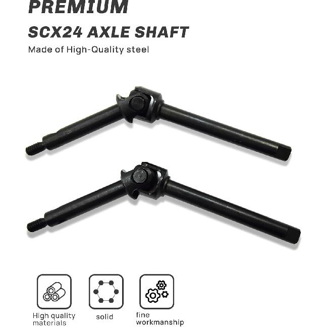 RC Steel Front Axle Drive Shaft CVD Front Axle Shafts for 1/24 Axial SCX24 C10/JLU/Bronco/Gladiator/Deadbolt RC Crawler Car (+4mm)
