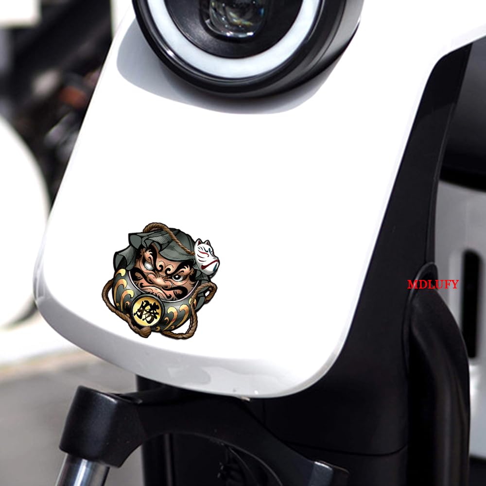 MDLUFY Car Sticker Daruma 3D Sticker Prayer Daruma Scott Sticker Bike Sticker Car Door Decoration Decal Car Window (Green-5.6"*5.9")