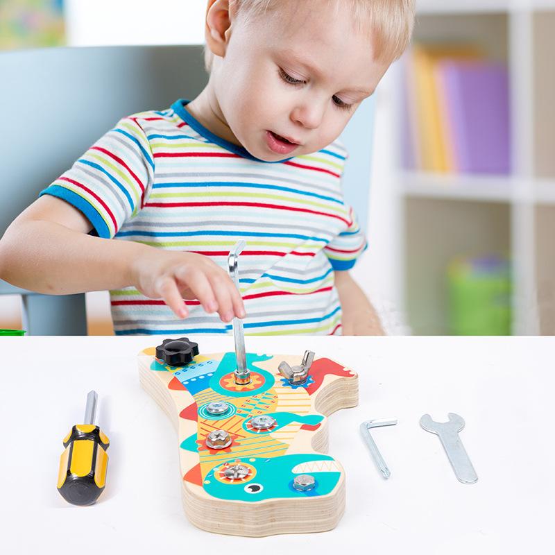 Montessori Early Education Children Screw Wooden Nut Disassembly And Assembly Tool Combination Busy Board Toy