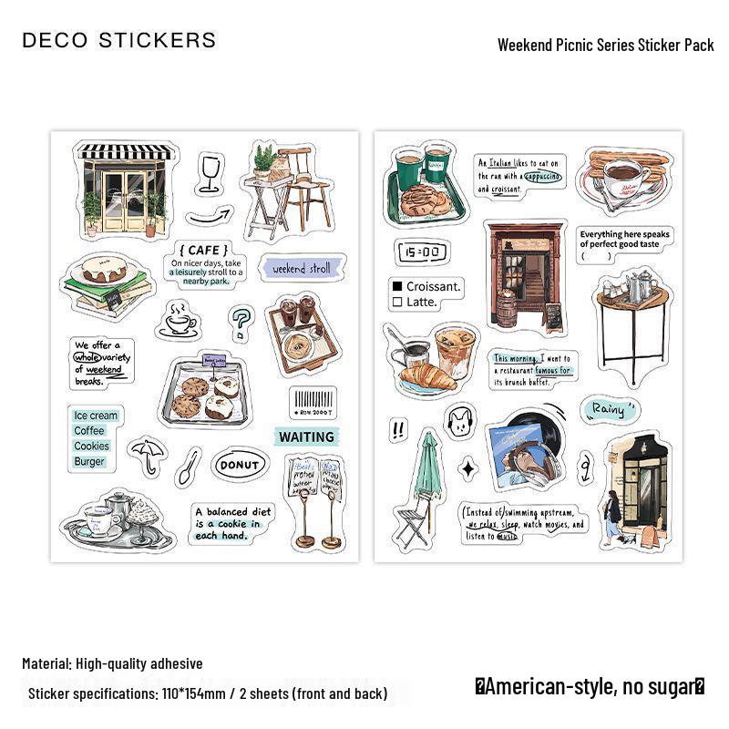 

PaperMore Weekend Picnic Cartoon Stickers - Fun Illustrations for Journals & Water Bottles