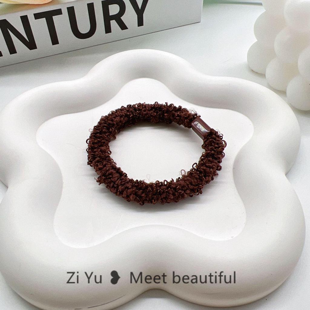 Chic Teddy Fur Hair Ring: Cozy Autumn/Winter Plush Ponytail Holder for Women