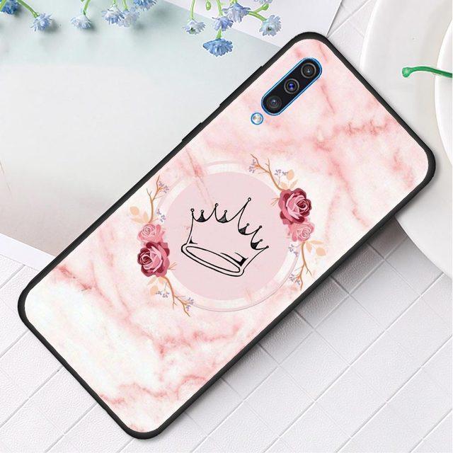 Husa de telefon din silicon cu flori de marmura roz pentru Samsung Galaxy A50 A70 A10 A20e A30 A40 A20s A10s A10e A80 A90 A60 A30s