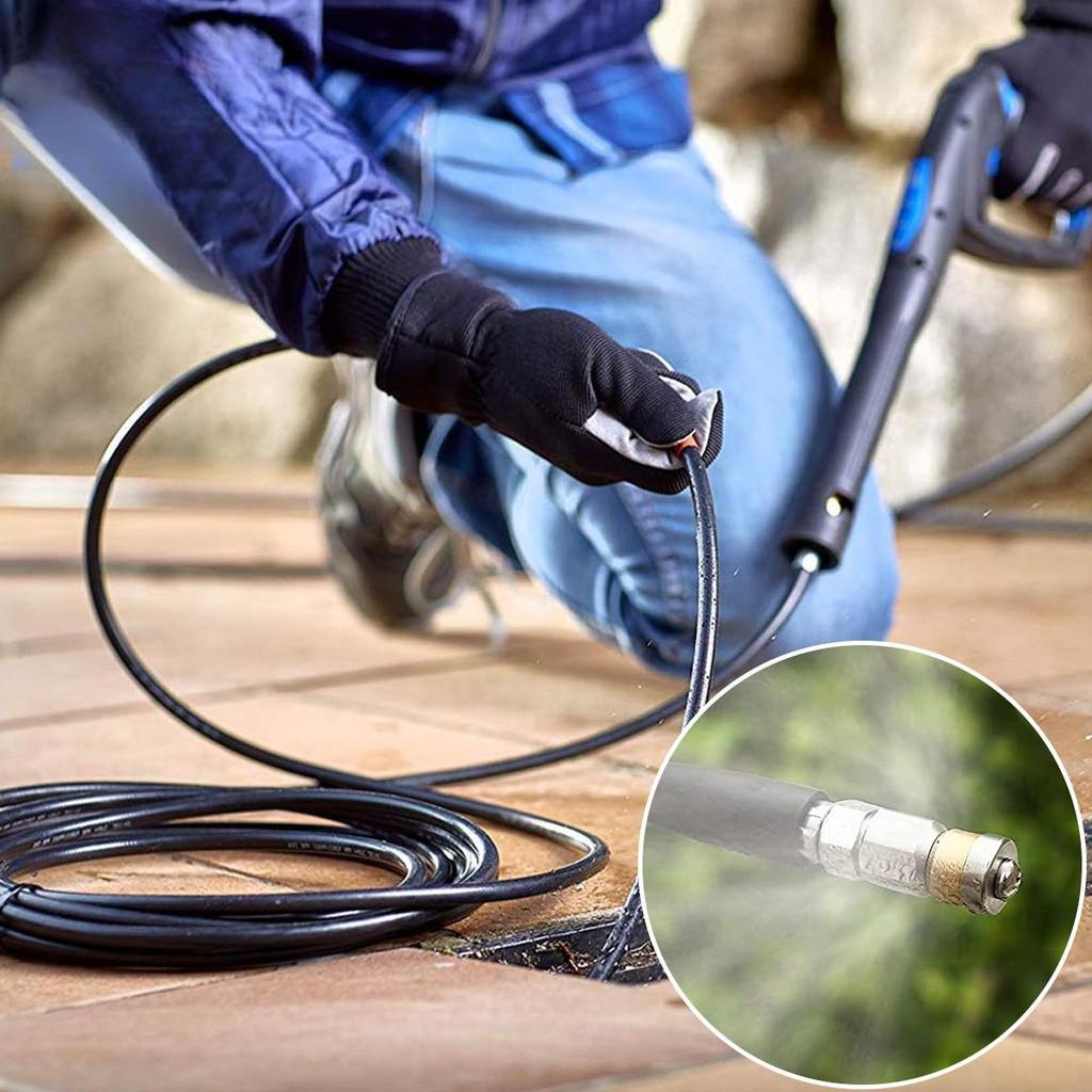 Kit Tuyau de Nettoyage de Drain pour Nettoyeur Haute Pression 50FT 1/4" Kit d'Embouts Hydrocureurs pour Égouts Nez Bouton et Embout Rotatif pour Hydrocurage d'Égouts