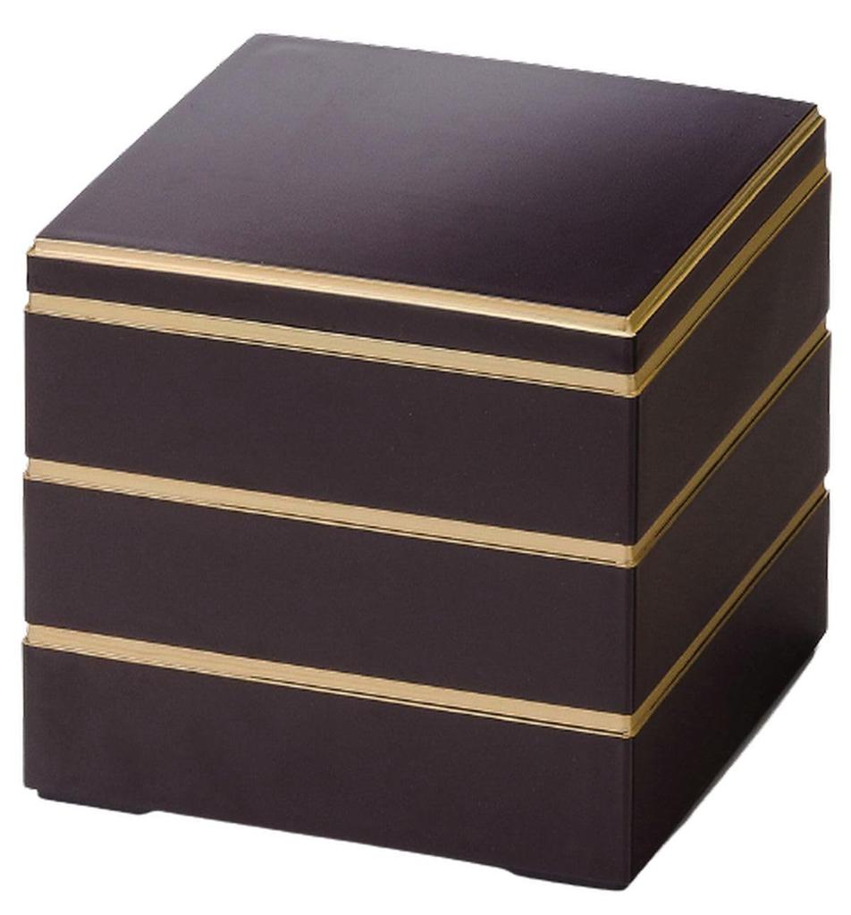 Outdoor Lunch Box Made In Shintame Gold X X J-kitchens (Lunch Box) Japan, 3-Tier, Shallow, 6.5-inch, Saikōkura, Rim, 19.4cm 19.4cm 16.0cm