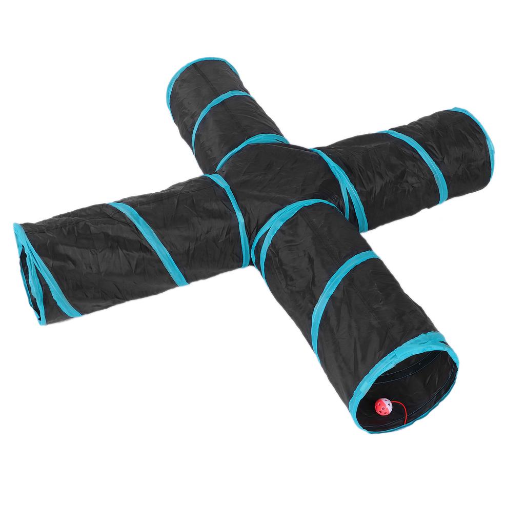 Pet Play Tunnel Collapsible 4 Way Cat Tube with Storage Bag for Cats Dogs Rabbits Indoor and