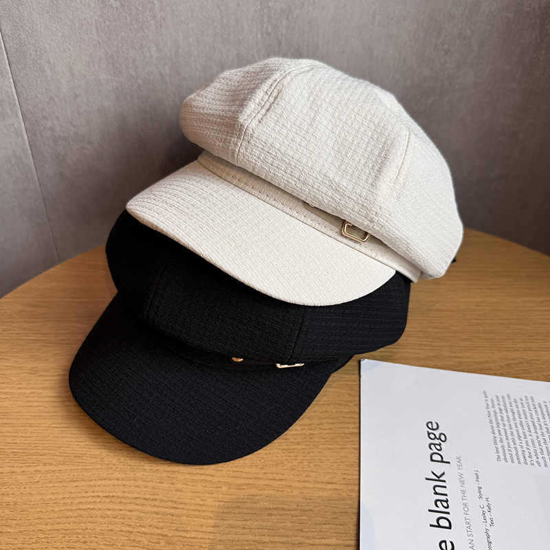 Autumn and Winter New Korean Hats for Women's Retro Waffle Beret Fashionable and Versatile Baseball Cap Showing Face Small Star Anise Hat