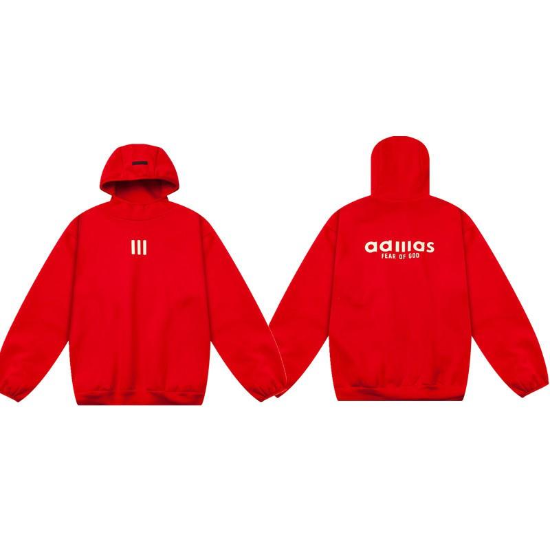 Unisex FOG Icon Double-Line Hoodie Cotton Warm Fleece Lined Crewneck Sweatshirt Winter Streetwear