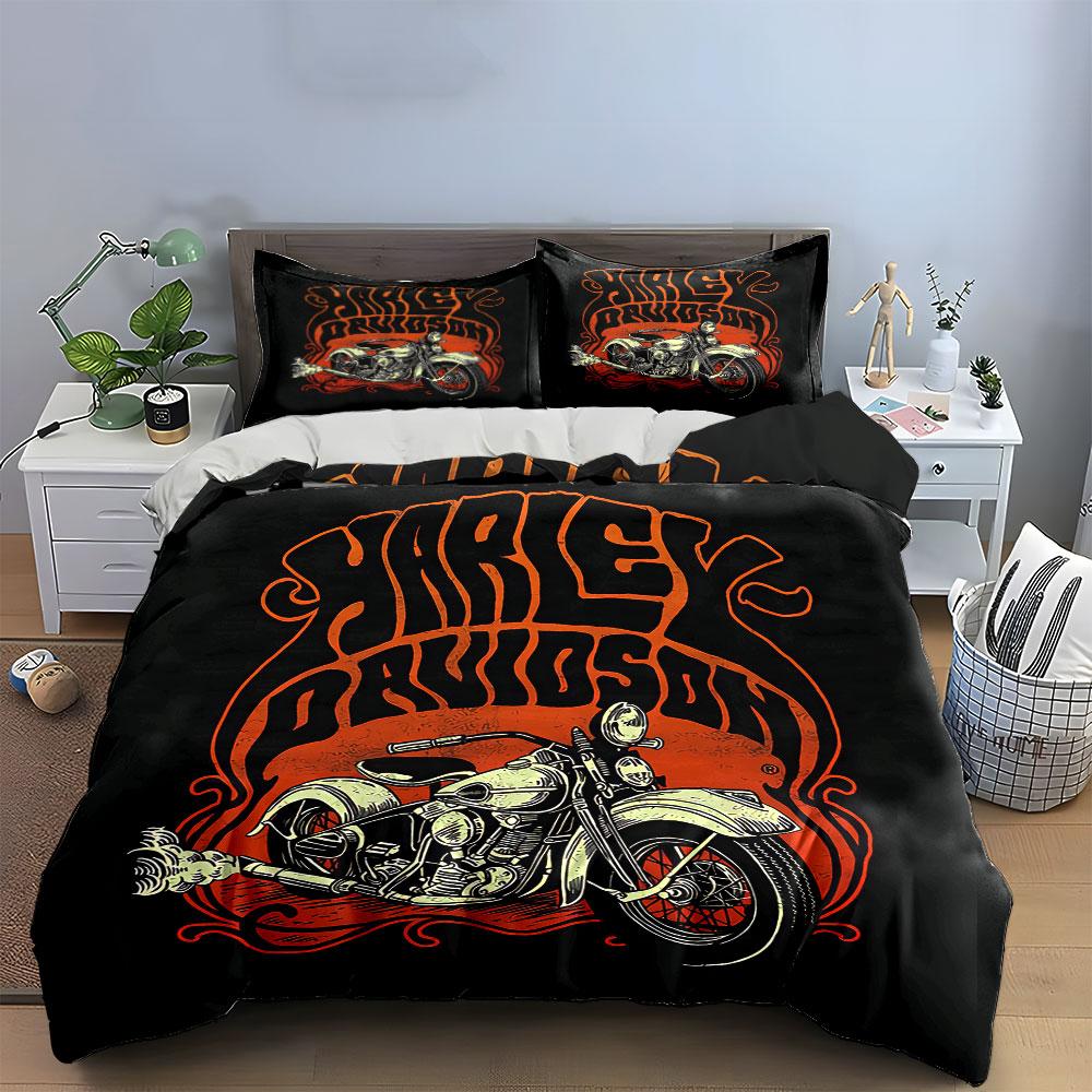 Motorcycle Classic Design Bedding Duvet Cover Set Duvet Cover Pillowcases  (1*Duvet Cover 2*Pillowcases, without duvet insert)