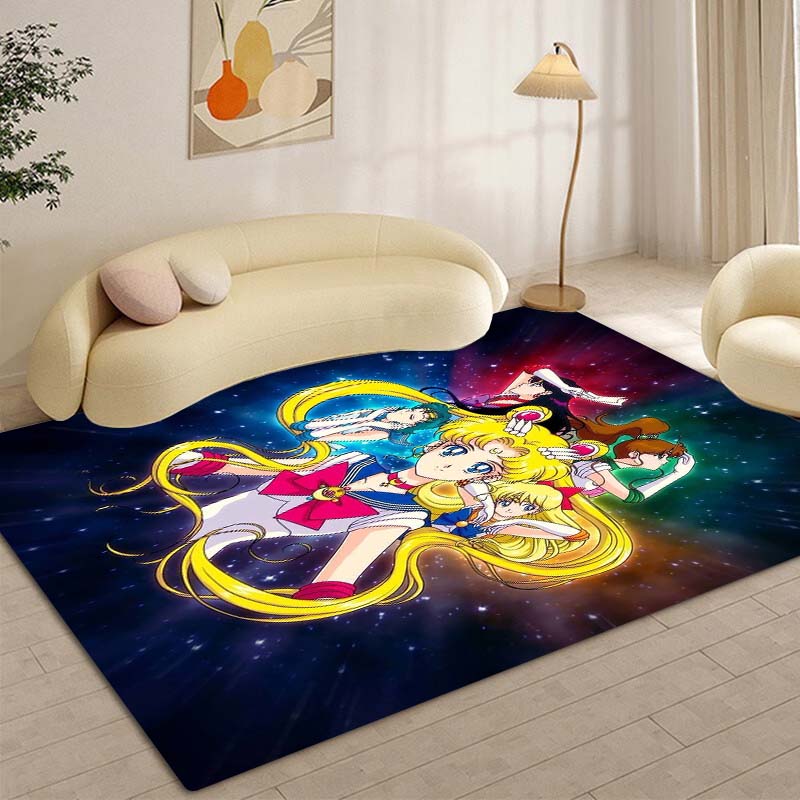 High-definition 3D Sailor Moon anime rug, suitable for bedrooms, living rooms, home sofa decoration, large decorative rug, and