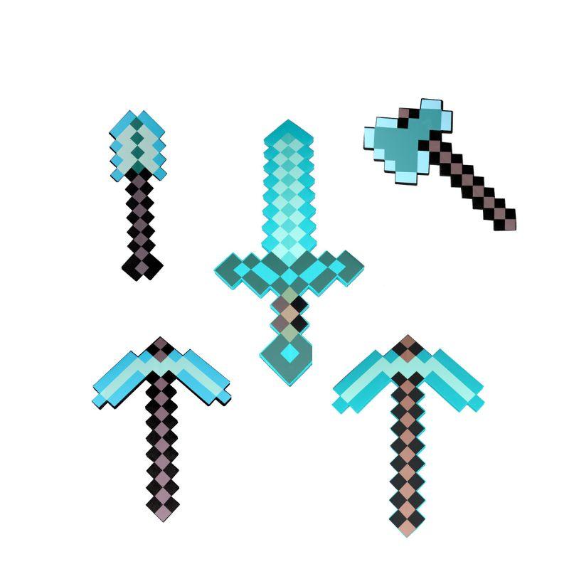 Steve Design Blue Diamond Sword Soft Eva Foam Toys Minecrafte Axe Shovel Sword Boys Lovely Toys For Children Fans Birthday Gifts