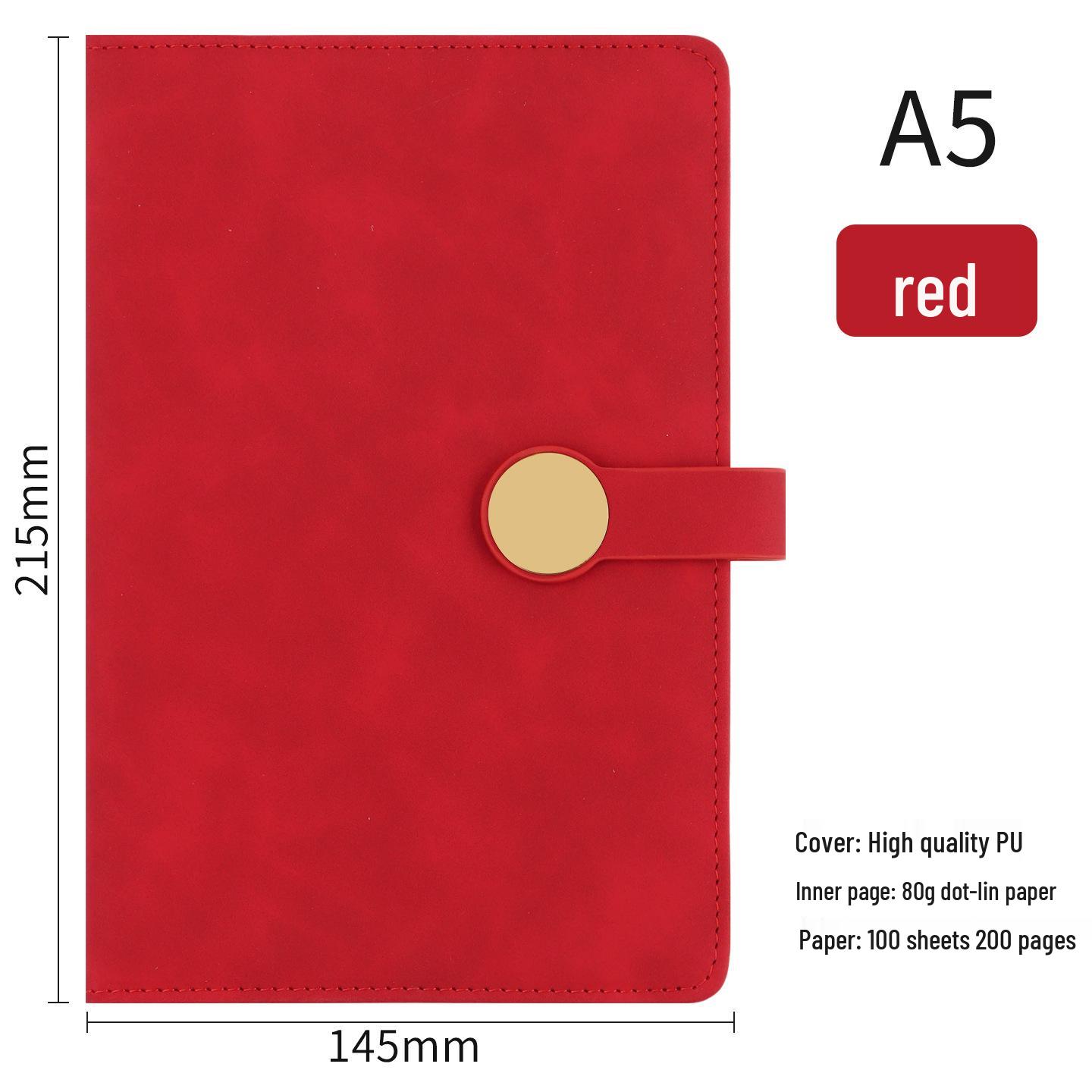 Magnetic Buckle A5 Notebook Gift Set with Custom Logo - Corporate Souvenir красный