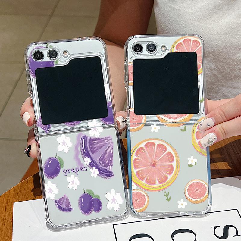 For Samsung Galaxy Z Flip 7 6 5 4 3 Case Cherry Watermelon Fruits Hard Clear Folding Cover For Samsung Z Flip6 Flip5 Flip4 Flip7