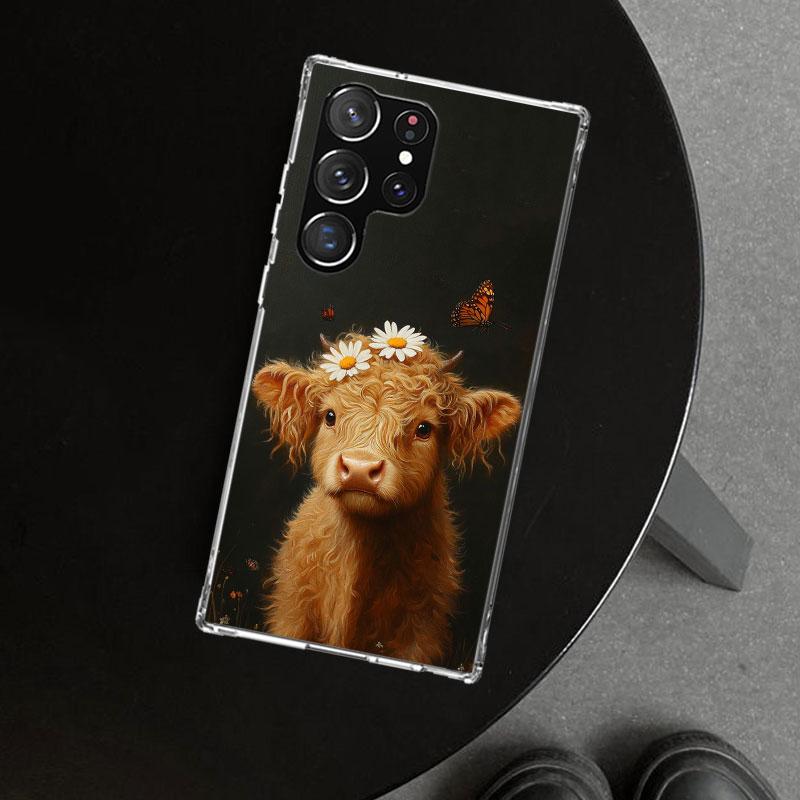 Cute Highland Cow Phone Case Cover for Samsung Galaxy S26 S25 Edge S24 S23 Ultra S22 Plus S21 FE S20 + Art Customized Fundas Gal