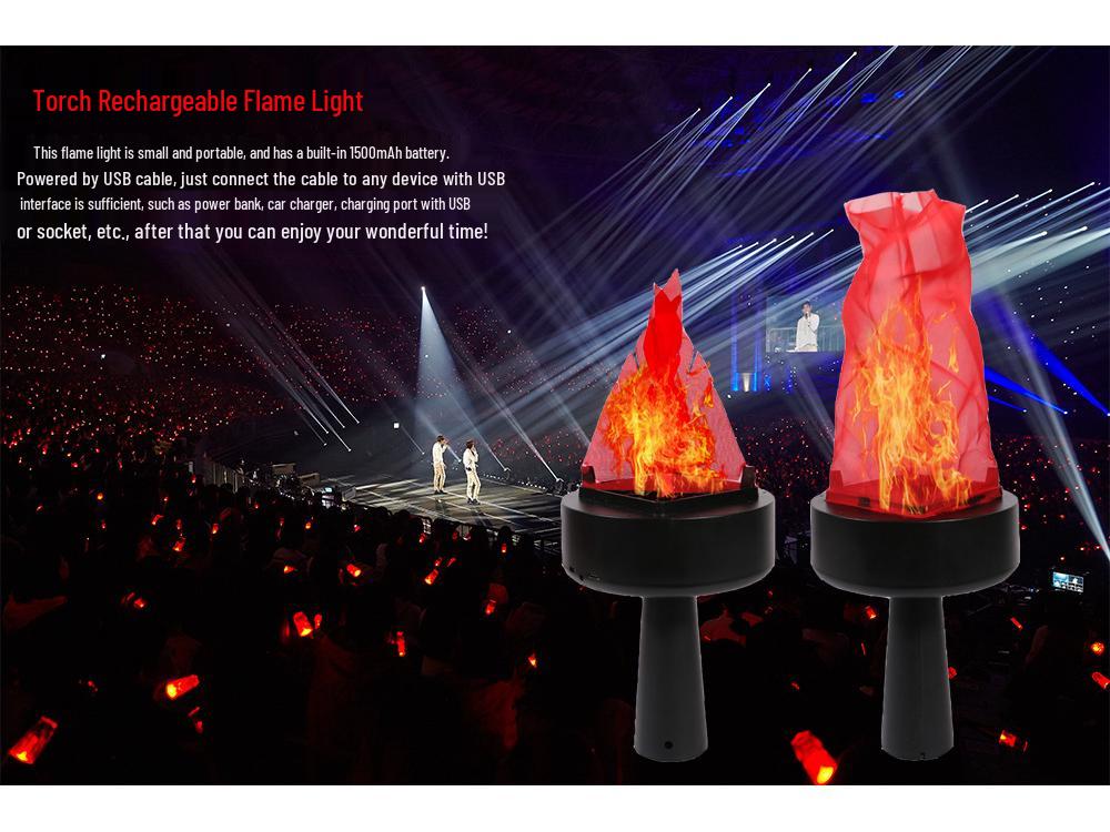 Rechargeable Handheld Electronic Flame Simulation Torch for Parties and Bonfires