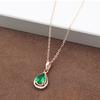 Exquisite Russian 585 Purple Gold Green Stone Pendant Generous Temperament Rose Gold-Plated Water Drop-Shaped Hollow Pendant