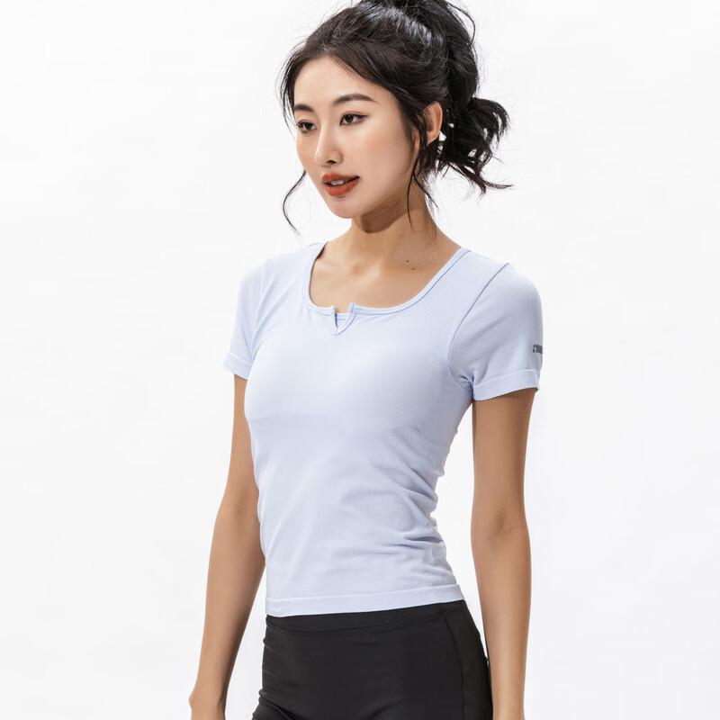 WEZHO Double-Layer Square Collar Yoga Short Sleeve Top