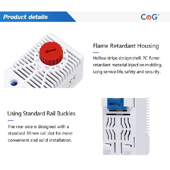 CG KTO011 KTS011 NC/NO Cabinet Temperature Controller 0-60℃ DIN Rail Mechanical Thermoregulator Compact Bimetallic Thermostat