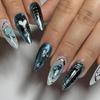24Pcs French Almond Press On Nails 3D Irregular Star Design Detachable False Nails Manicure Kit